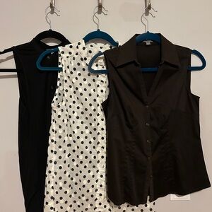 Black and White Polka Dot Sleeveless Tops